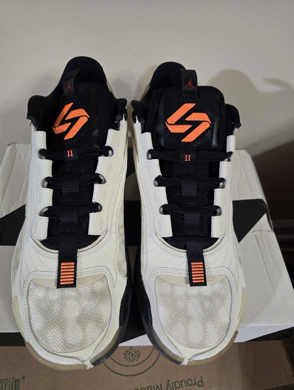 Nike White Black Sneakers with Orange Accents